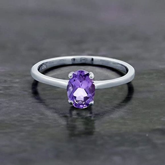 Natural Gemstone Rings For Women Sterling Silver, Solitaire Rings For Women - Picture 4 of 5